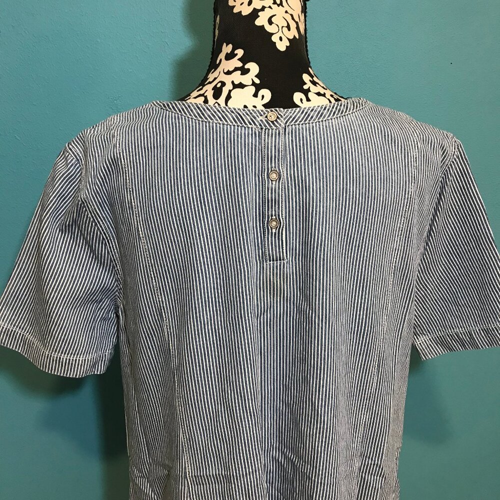 Caslon Woman's Blue & White Striped Denim Frock Dress EUC Large L Casual Career - Picture 5 of 13